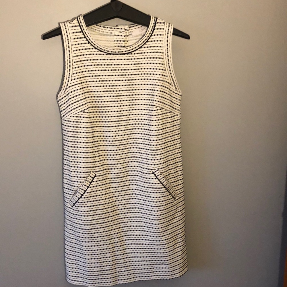 LOFT cream and white strapless dress